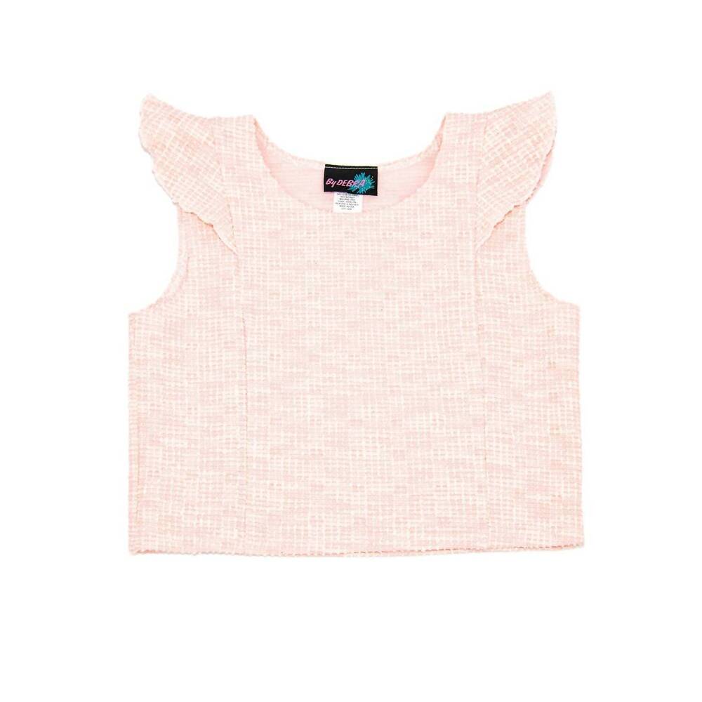 NEW BY DEBRA girls leah boucle flutter sleeve top in pink